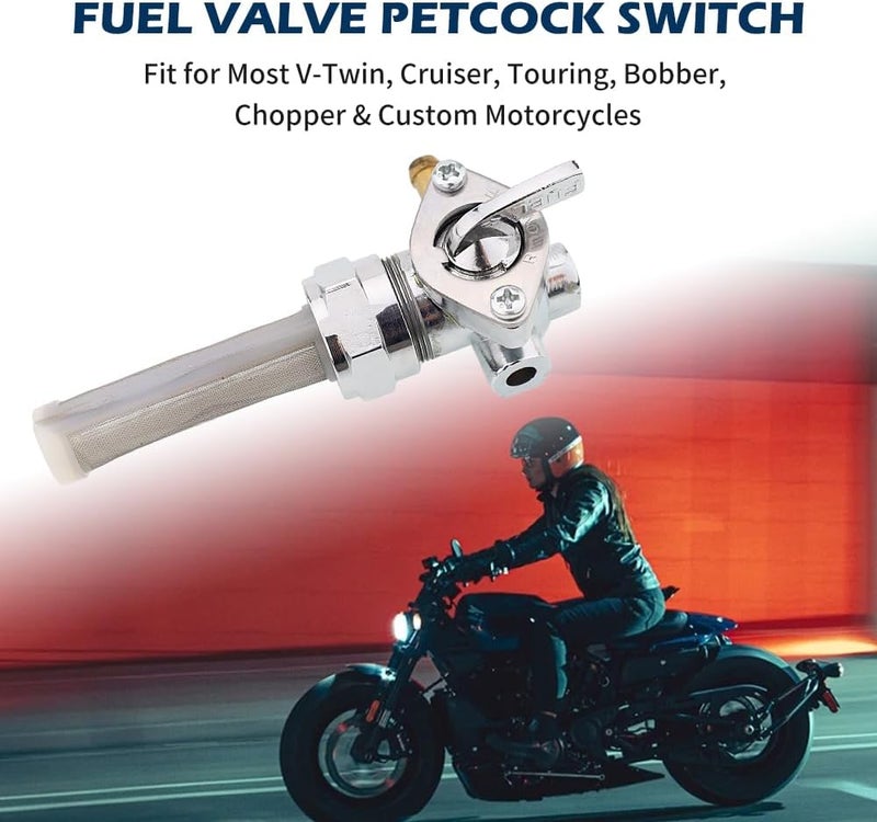 TSUNG 22mm Petcock Fuel Valve – Gas Tank Shut-Off Switch with 1/4" Outlet, Aftermarket Replacement for Most V-Twin, Cruiser, Touring, Bobber, Chopper & Custom Motorcycles (Right Outlet) - Image 2